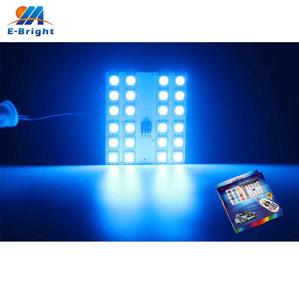 2X лампочки 12 в 5050 24 SMD RGB 480LM контроллер Автомобильный номерной знак свет авто