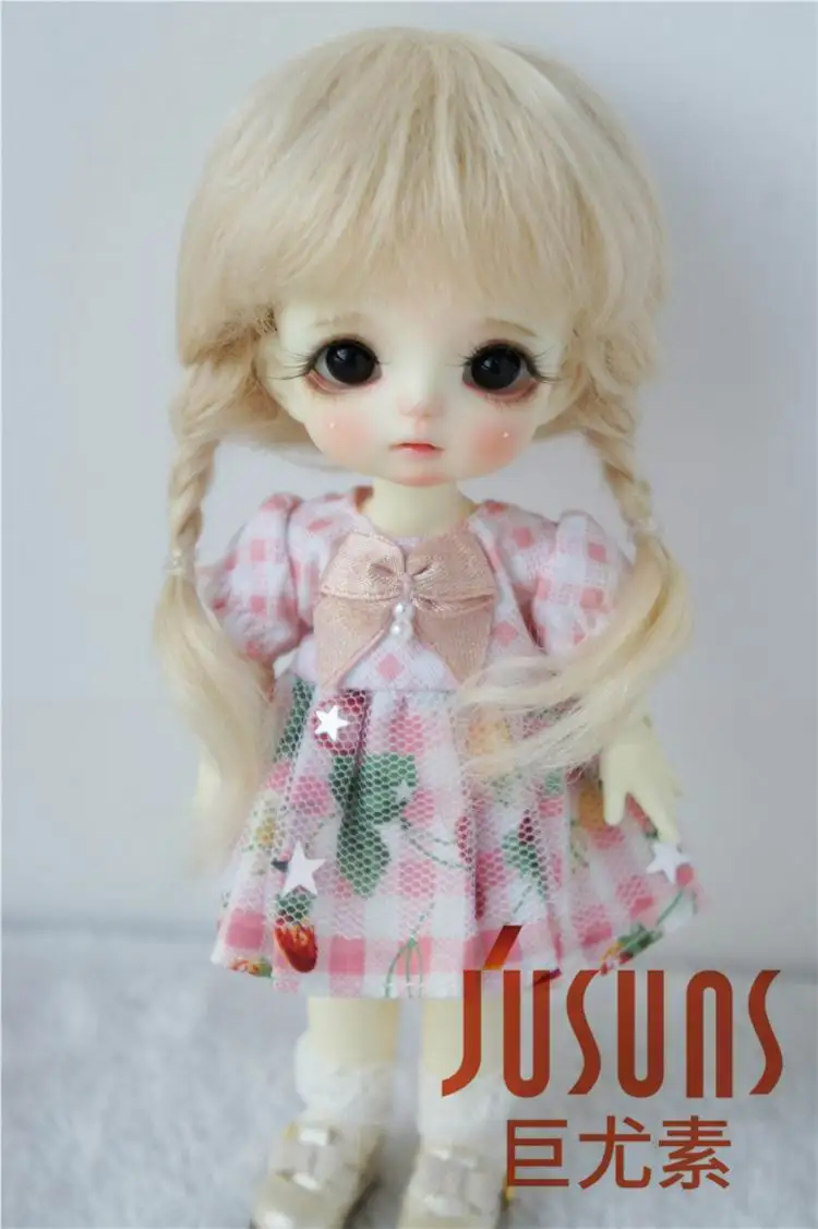 5-6inch Blond M9 JD143 1/12 1/8 милые мохеровые кукольные парики Размер 3-4 дюймов 4-5 дюймов 5-6 дюймов короткий двойной косичка парик модные кукольные аксессуары - Цвет: 5-6inch Blond M9