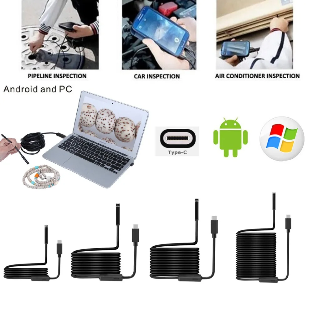 USB эндоскоп с разъемом Type c 5 мм 1/3/5/7 м|Бороскопы| |