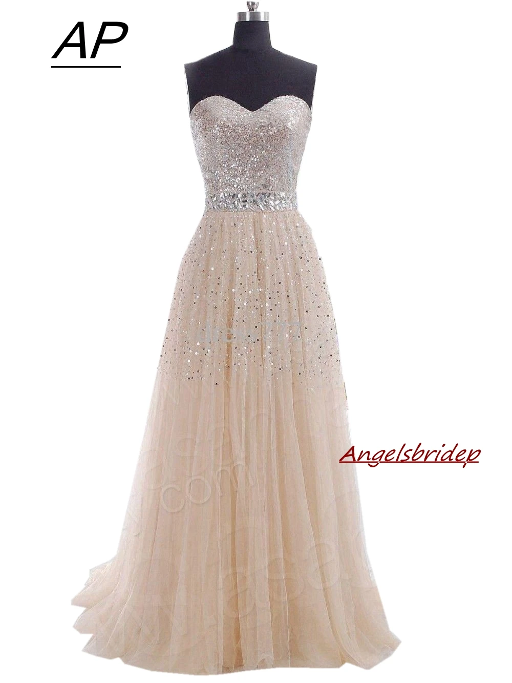 Длинная блестящая юбка цвета шампанского с блестками|sweetheart bridesmaid dress|bridesmaid