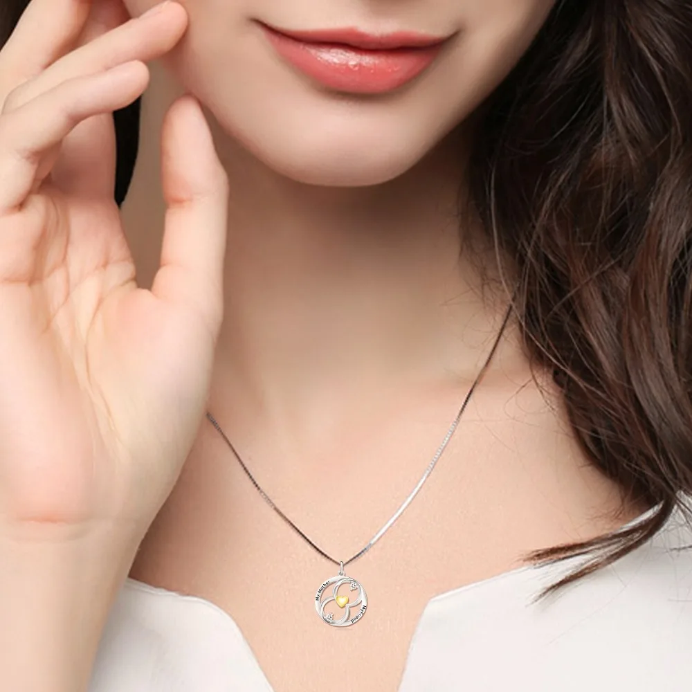 

925 Sterling Silver Necklace My sister My Friend CZ Rhinestone Gold Love Heart Pendants Necklaces Fashion Jewelry Gifts GNX10270