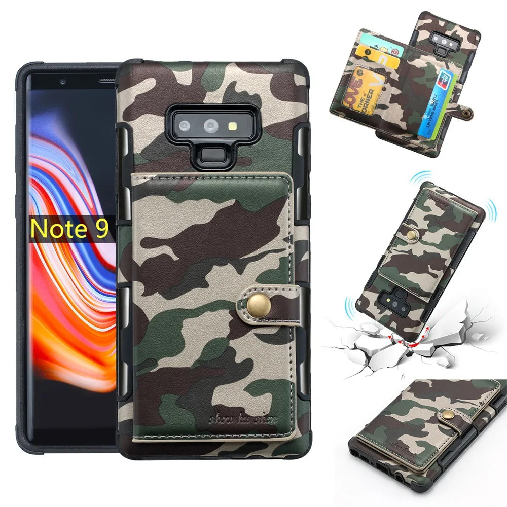 Камуфляжный чехол для samsung Galaxy S8, S9, S10, S10E Plus, Note 8, 9, Note9, кожаный бумажник, чехол для телефона