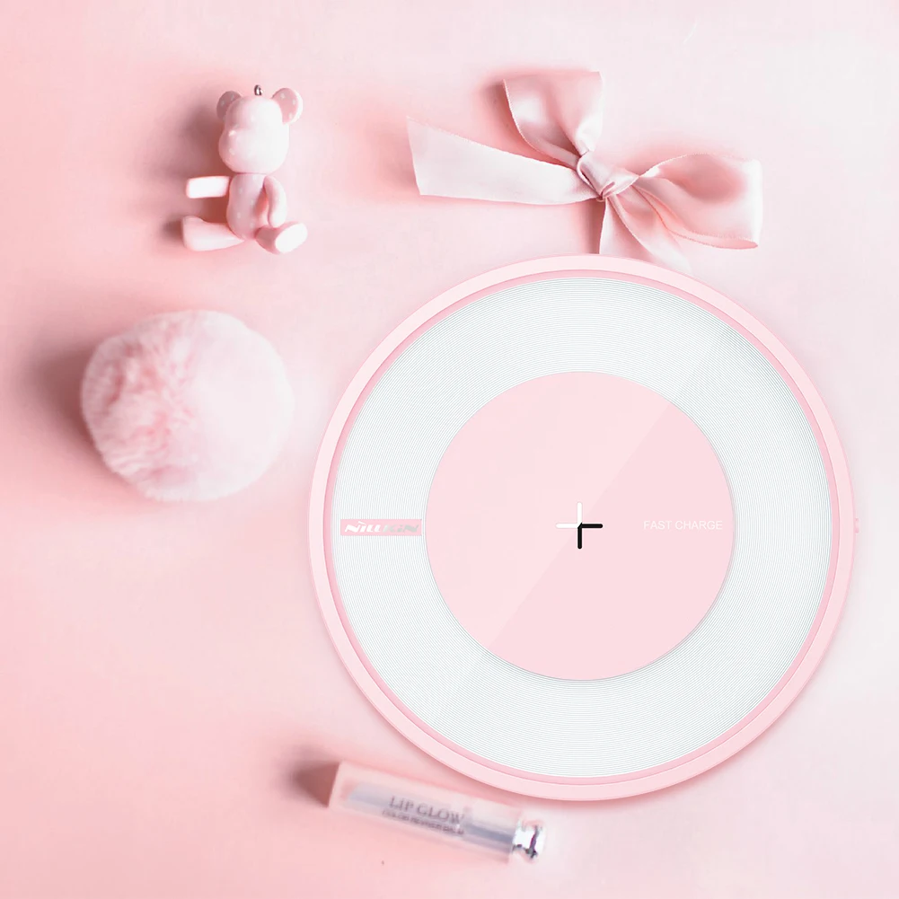 Pink NILLKIN Быстрая Зарядка QI Беспроводной Подставка для зарядки 9V-1.7A телефон быстро Беспроводной Зарядное устройство Pad для samsung S9 S9+ Xiaomi huawei и т. д - Тип штекера: Pink