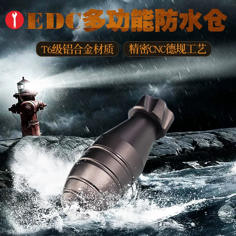 Алюминиевый сплав Водонепроницаемая трубка капсула Открытый EDC Survive сухая