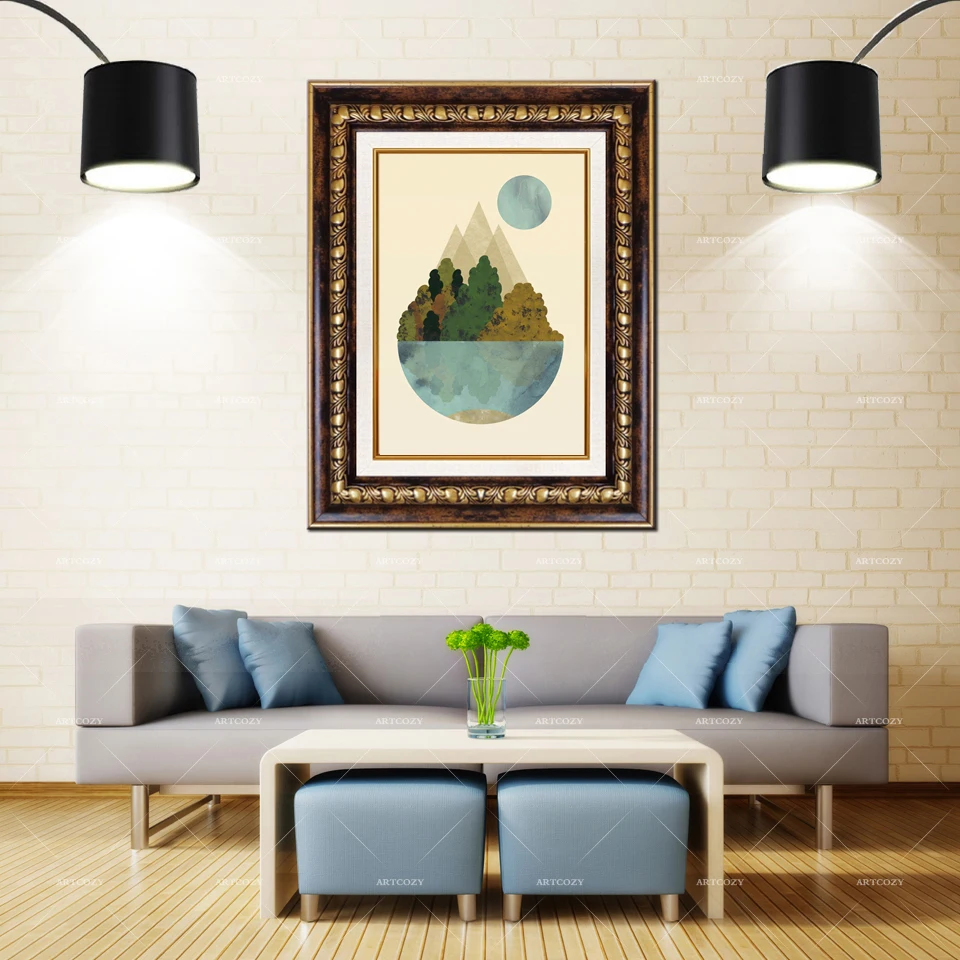 Artcozy Золотая рамка абстрактная Минималистичная природа настенная живопись