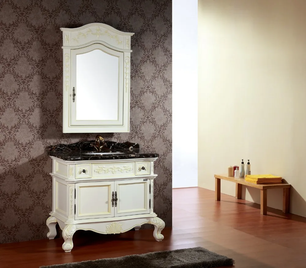 Шкаф для ванной комнаты из твердой древесины стоячий хранения раковины с