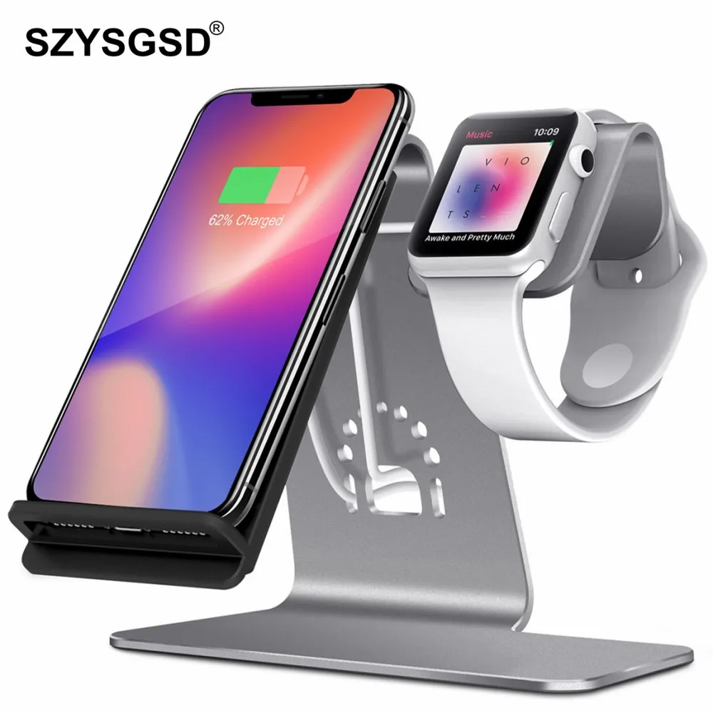 10 Вт Qi Беспроводное зарядное устройство для iPhone X XS 8 Plus 2 в 1 держатель быстрой
