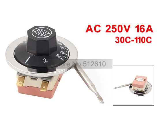 AC 250V 16A 30C-110C Обнаружение 2 Клеммы переключатель контроля температуры Термостат