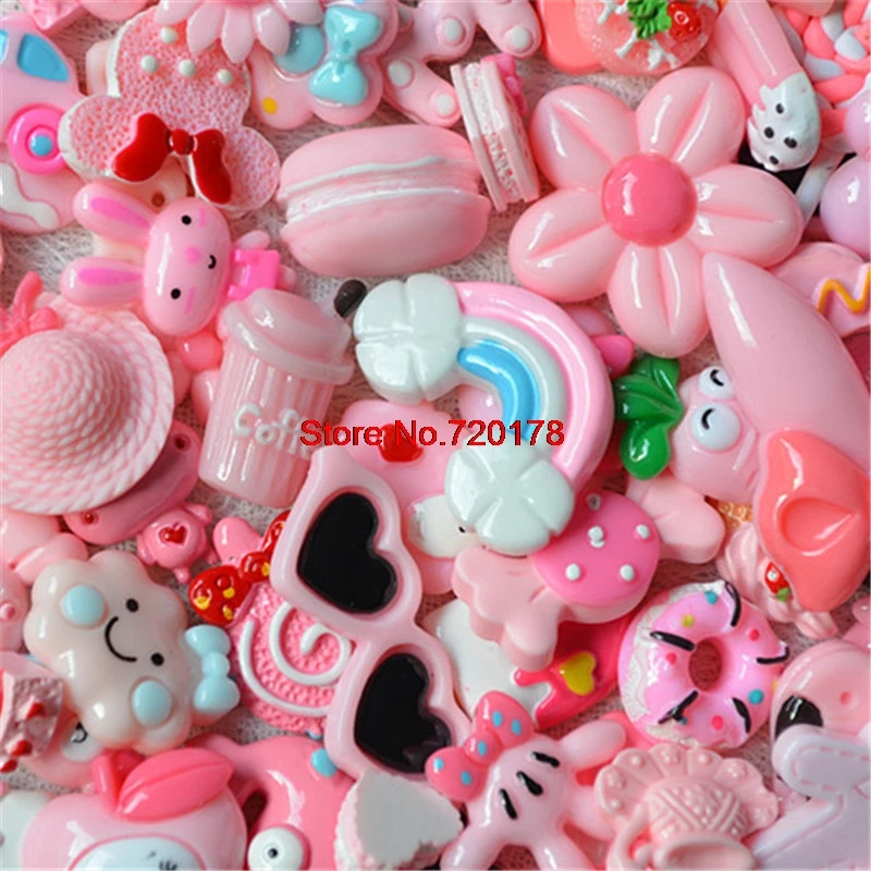 

15MM-30MM flatback resin Pink bag cabochons kawaii for DIY Embellishments 100pcs QGRE10