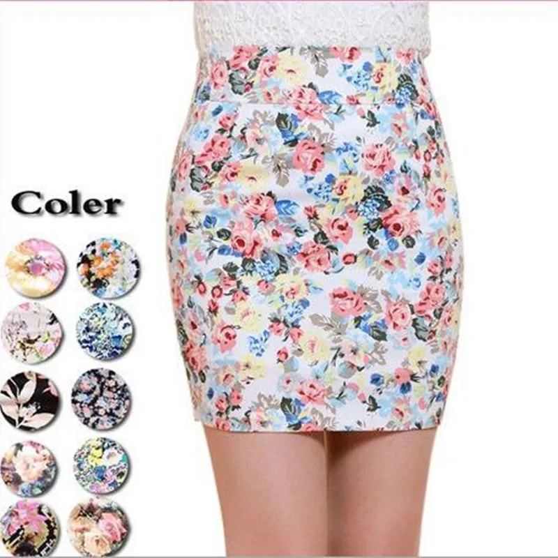 Женская летняя юбка карандаш с цветочным принтом 5 цветов|hip skirt|fashion skirtfree shipping skirt