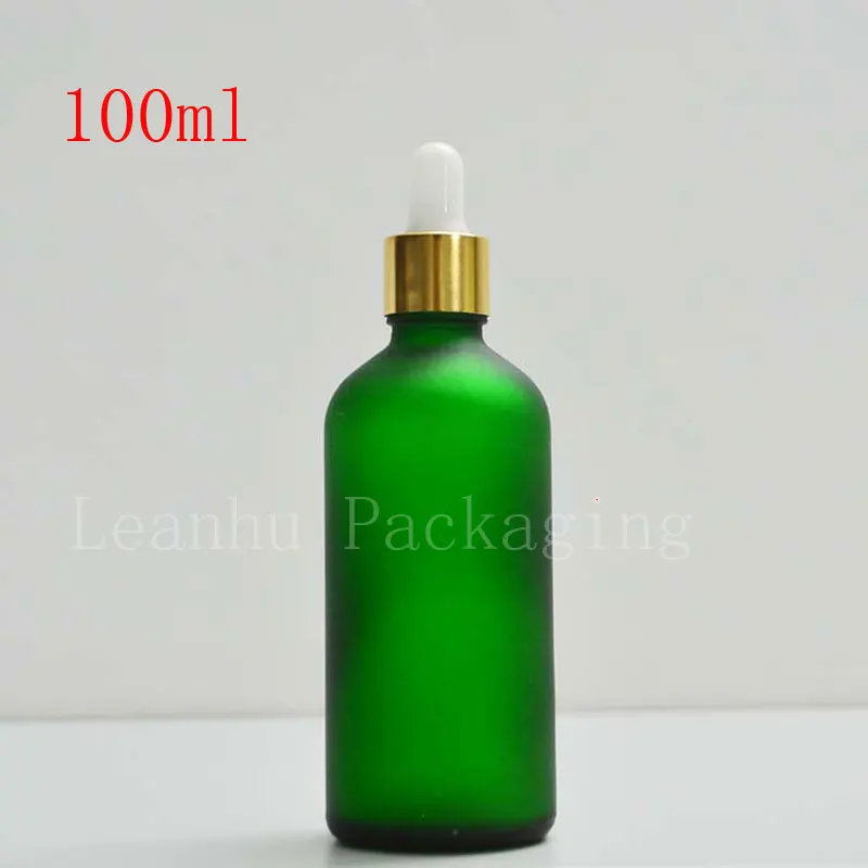 Green frosted 100ml Glass Bottle Dropper Bottle with Pure Glass Dropper Perfume Sample Tubes Essential Oil Vial
