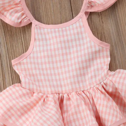 Lovely Toddler Baby Girls Princess Dress Plaids Print Ruffled Sundress Party Pageant Tutu Clothes Sleeveless High Quality | Детская