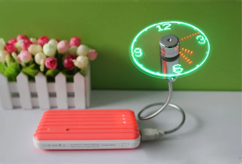Мини Гибкий светодиодный часы вентилятор USB гаджеты для часов офисный стол