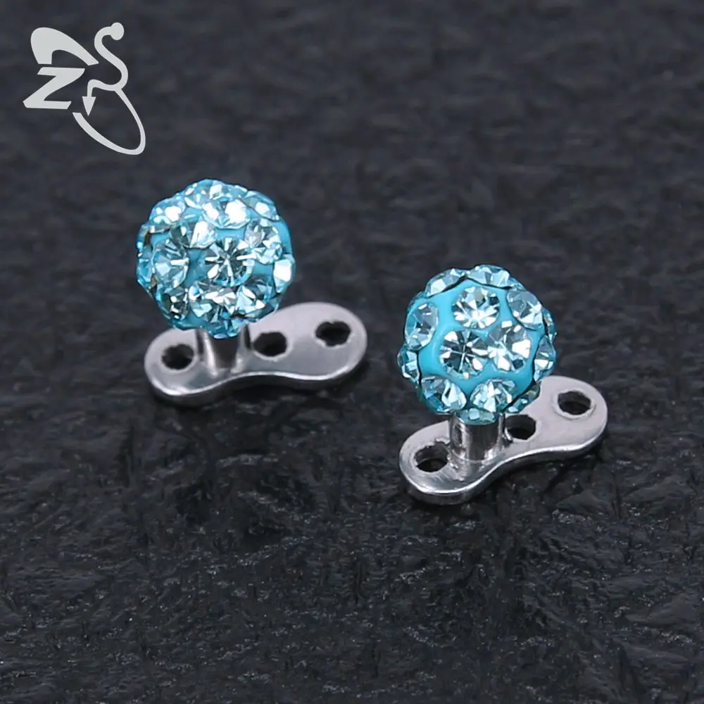 2 шт. подвеска для пирсинга с фианитами нержавеющая сталь 316L|skin diver|dermal anchordermal piercing