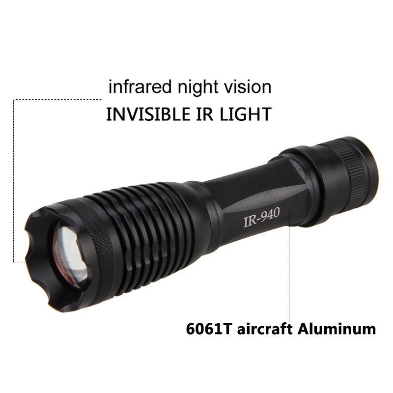 Zoomable Focus 10 Вт 940 нм светодиодный инфракрасный Излучение ИК лампа ночного видения фонарик для использования с устройством ночного видения