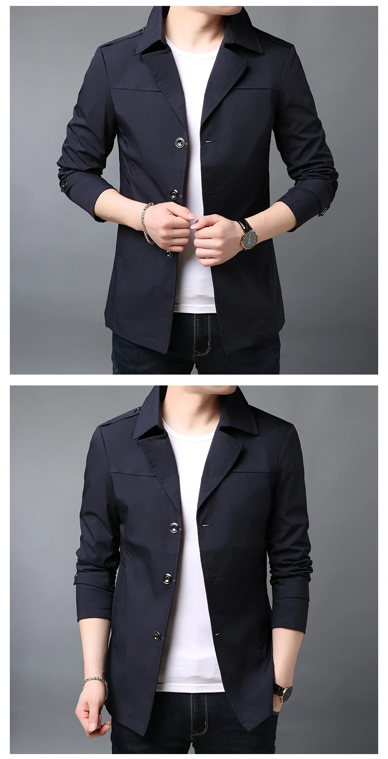 New Fashion Jackets Mens Long Sleeve Outerwear High Street Trend Windbreaker Overcoat Trending Casual Coat Men Clothing