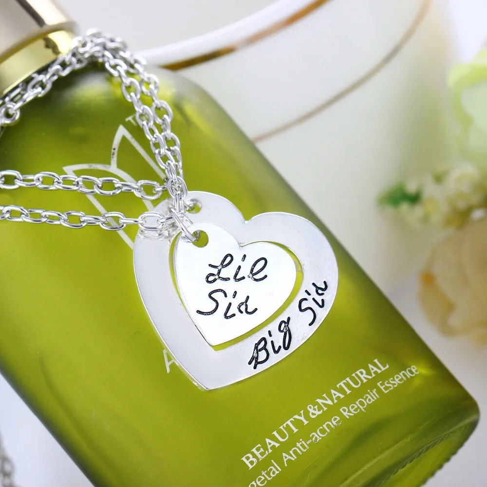 3Pcs Big Sister Little Pendant Double Heart Necklace Chain Jewelry Women Girls Best Friend Family Charms Gifts | Украшения и