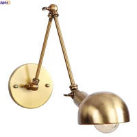 iwhd arm nordic vintage gold wall lamp bedroom mirror stair light loft industrial retro wall lights applique murale lighting