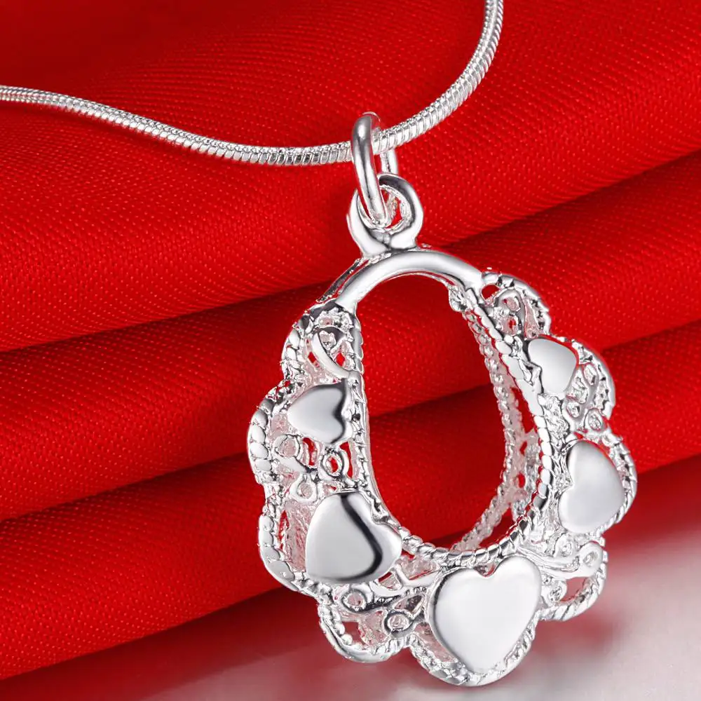 

Женское блестящее серебряное ожерелье, модные ювелирные украшения, подвеска в виде корзины цветов