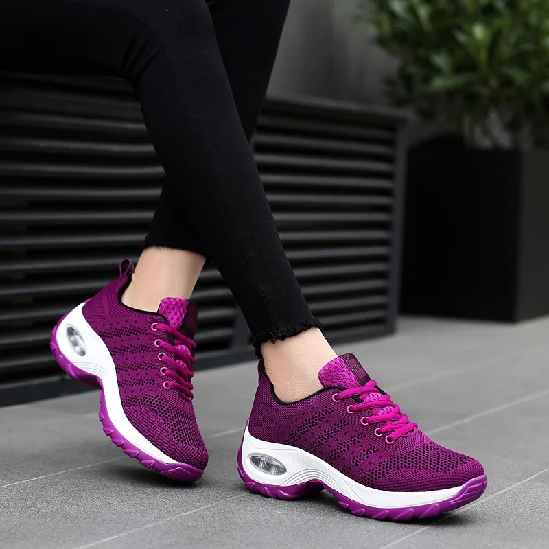 SWONCO Chunky Platform Sneakers Black Women's Casual Shoes Autumn /spring Wedge Swing Shoes Sneakers For Women Slimming - Цвет: Красный