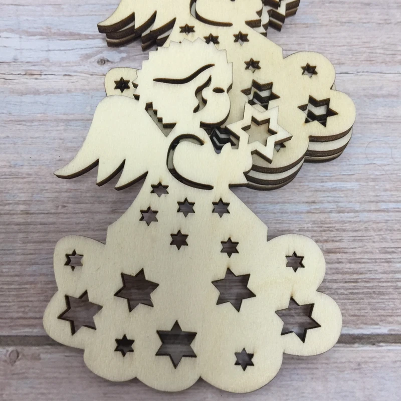 

50x laser cut out shape wood ornaments christmas angel christmas decoration