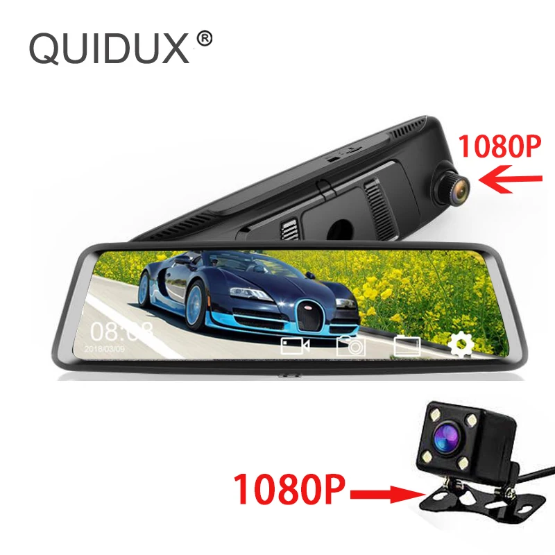 Автомобильный Зеркало заднего вида 10 дюймов Сенсорный экран 1600MP DDR3 2G DVR Bluetooth