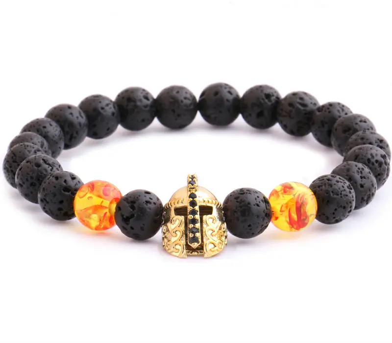 Новое поступление воины и кавалеры чемпион броня мужской браслет из черной лавы