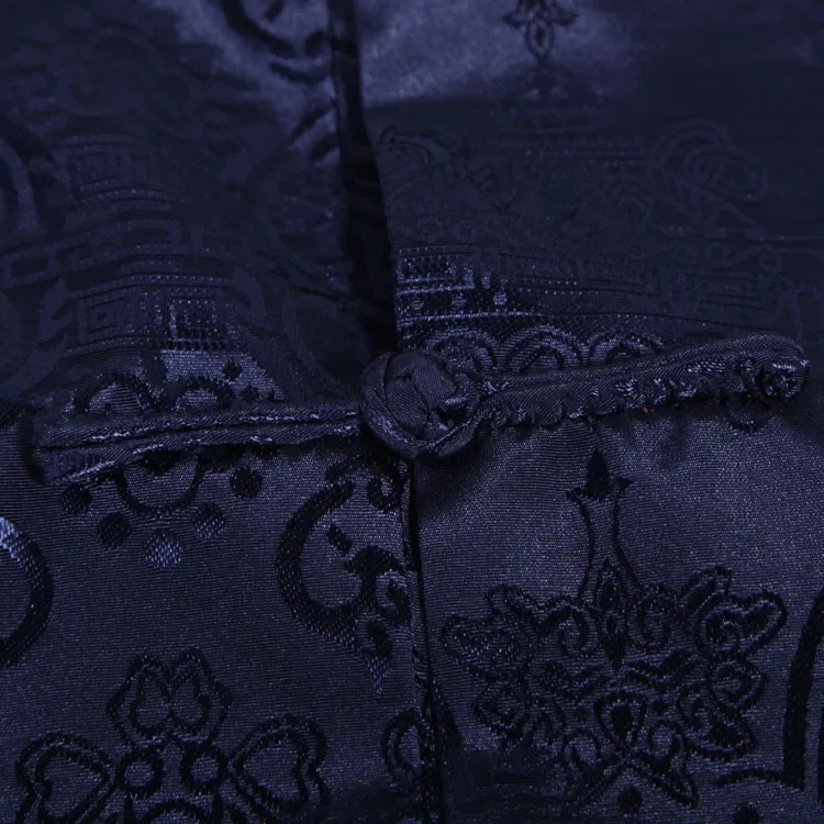 Темно синий бордовый китайский человек Двустороннее пальто шелковая атласная