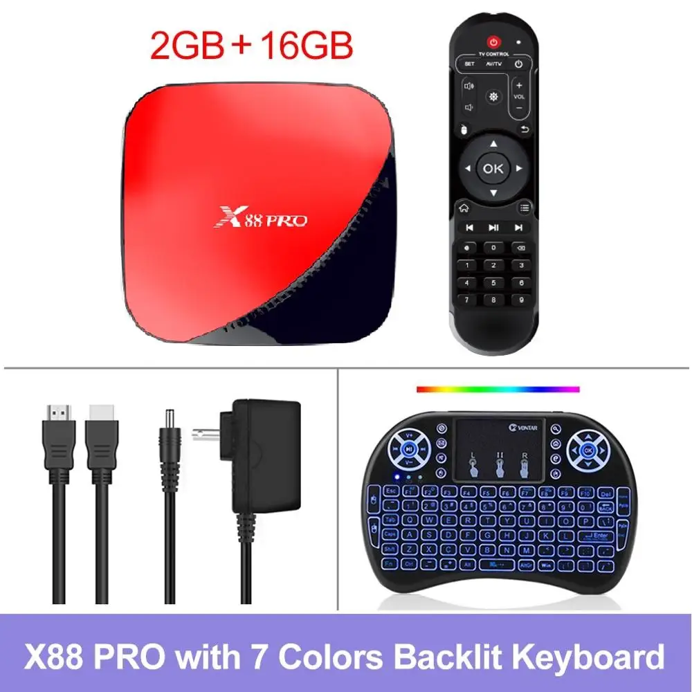 2G16G 7 color i8 X88 Pro Смарт ТВ приставка Android 9,0 ТВ приставка 4 Гб ОЗУ 64 Гб 128 ГБ макс RK3318 USB3.0 H.265 Netflix Youtube ТВ приставка Android ТВ приставка 4K ТВ приставка - Цвет: 2G16G 7 color i8