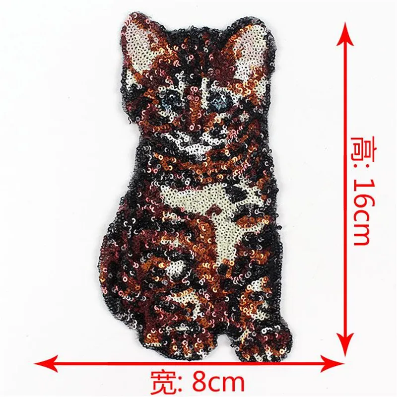 Футболка Для женщин топ животных патч блестки 27 см Cat иметь дело с ним железа на