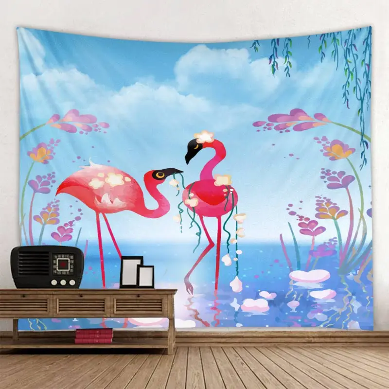 Скандинавский гобелен с фламинго настенные гобелены птицами домашний декор