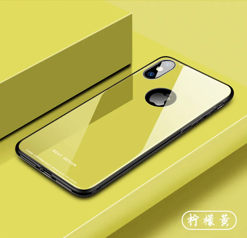 Для iphone Xs Max Xr X Чехол глянцевый закаленное стекло задняя крышка мягкая