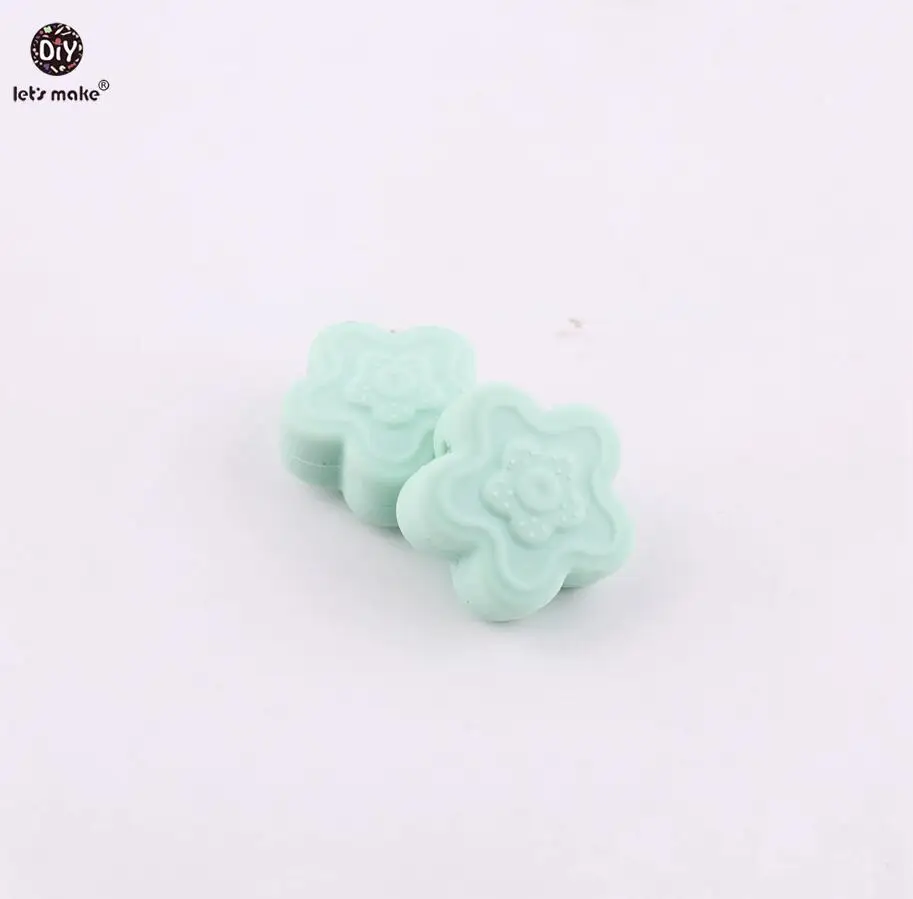 mint Давайте сделаем мяты Цвет силиконовые сливы Цветочные бусины могут, безопасных и нетоксичных Роза Прорезывание Зубов, бисер детские Прорезыватель - Цвет: mint