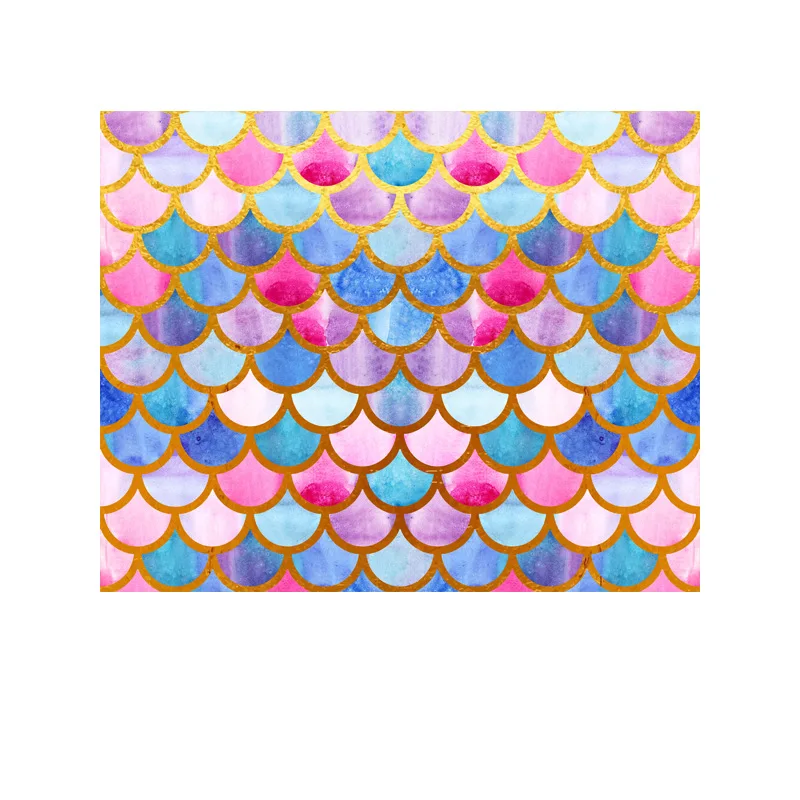 

Mermaid Birthday Party Backdrops For Photography Gold Fish Scales Star Birthday Party Baby Shower Party Backgrounds HL44
