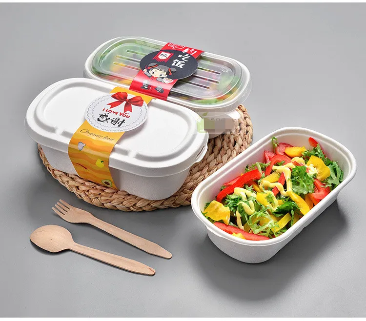 500x Disposable Box Compostable Bagasse Biodegrade Food Grade Eco-friendly Take-out Carry-out Take-away Lunch Box Bowl Lids