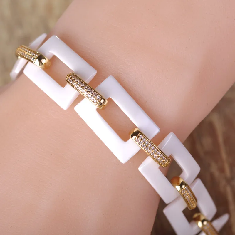 MECHOSEN белый/черный керамические браслеты из циркона AAA фарфор Pulsera Mujer мягкий