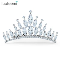 luoteemi wholesale luxury woman hair accessories bling marquise cut cz crystal crown combs tiaras beauty pageant crowns