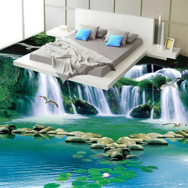 beibehang Dream Water Green Forest custom photo wallpaper floor modern wallpaper-3d room wall paper landscape pvc roll flooring |