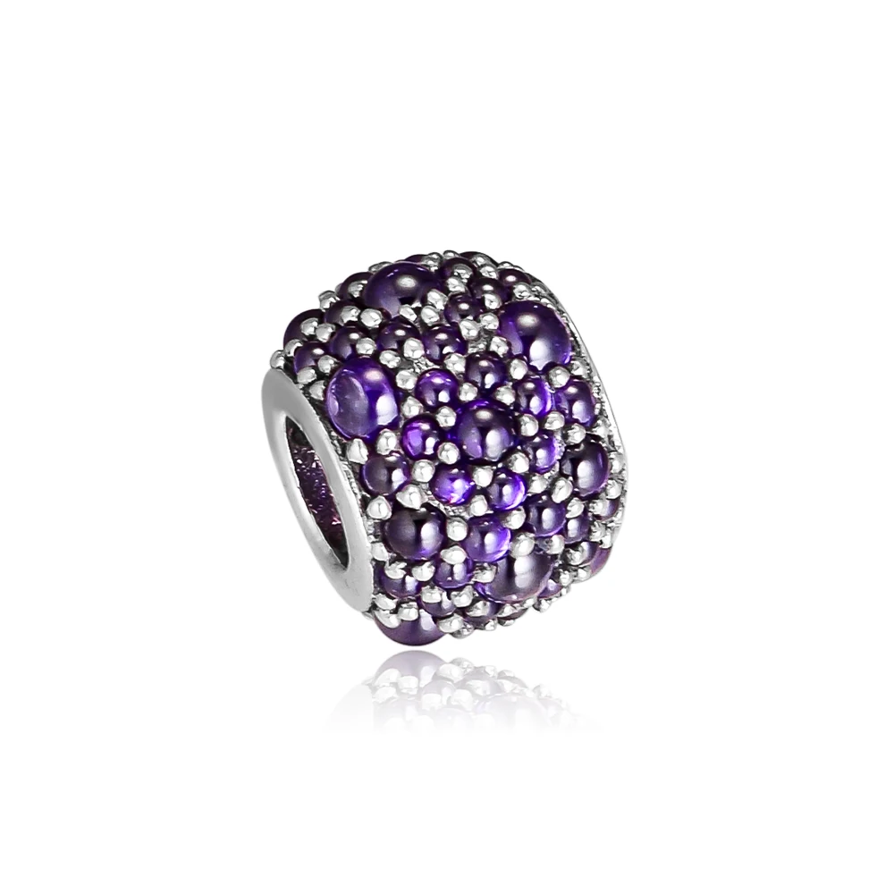 CKK Fit Pandora Браслеты фиолетовые мерцающие капли амулеты 925 оригинальные бусины из