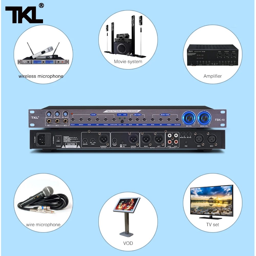 TKL FBK-10 процессор цифровых эффектов профессиональный звуковой контроллер системы оборудования полнофункциональные эффекты караоке