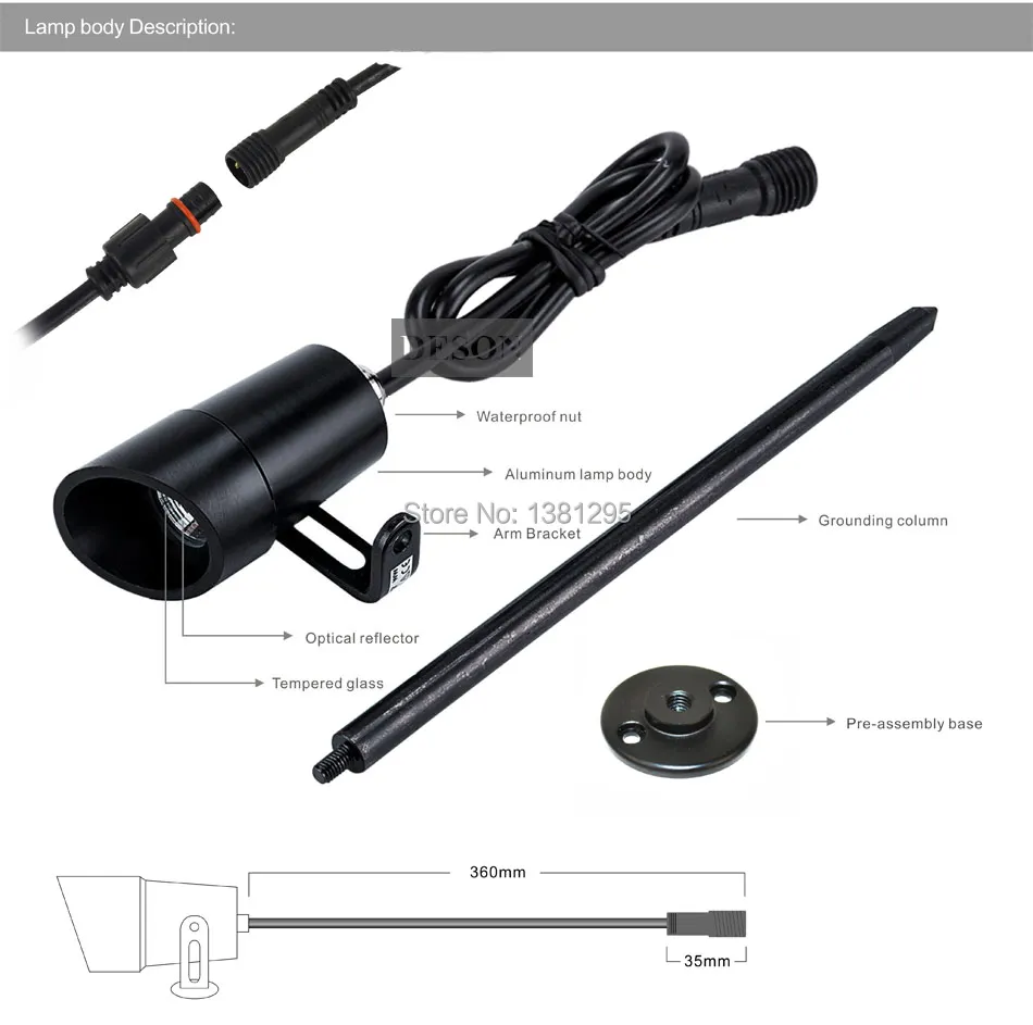 3 Вт светодиодный наружный водонепроницаемый садовый декоративный столб