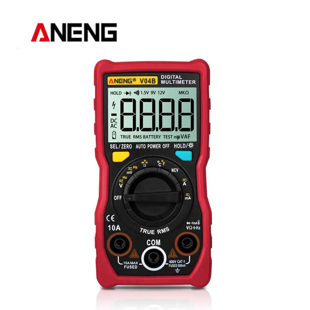 

Цифровой мультиметр ANENG V04B, 4000 отсчетов, автонастройка диапазона, True RMS, емкость NCV, фонарик для измерения температуры