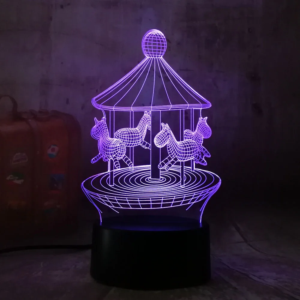 Новая романтическая Веселая круглая 3D светодиодный 7 цветов меняющая настольная