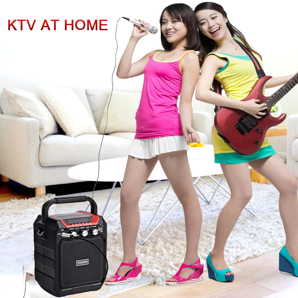 Портативный HIFI KTV Bluetooth динамик fm радио 3600 мАч супер бас Настольный автомобильный