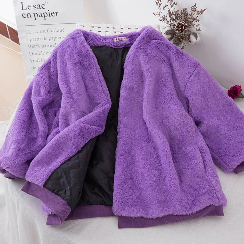 2018 New Women Fluffy Jacket Autumn Batwing Sleeved Solid V Neck Short Faux Wool Cardigan Woman Black Outerwaer Casacos | Женская одежда