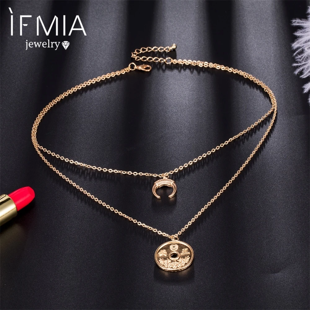 IFMIA богемное ожерелье с кулоном в виде Луны и монет новинка 2018 модное женское