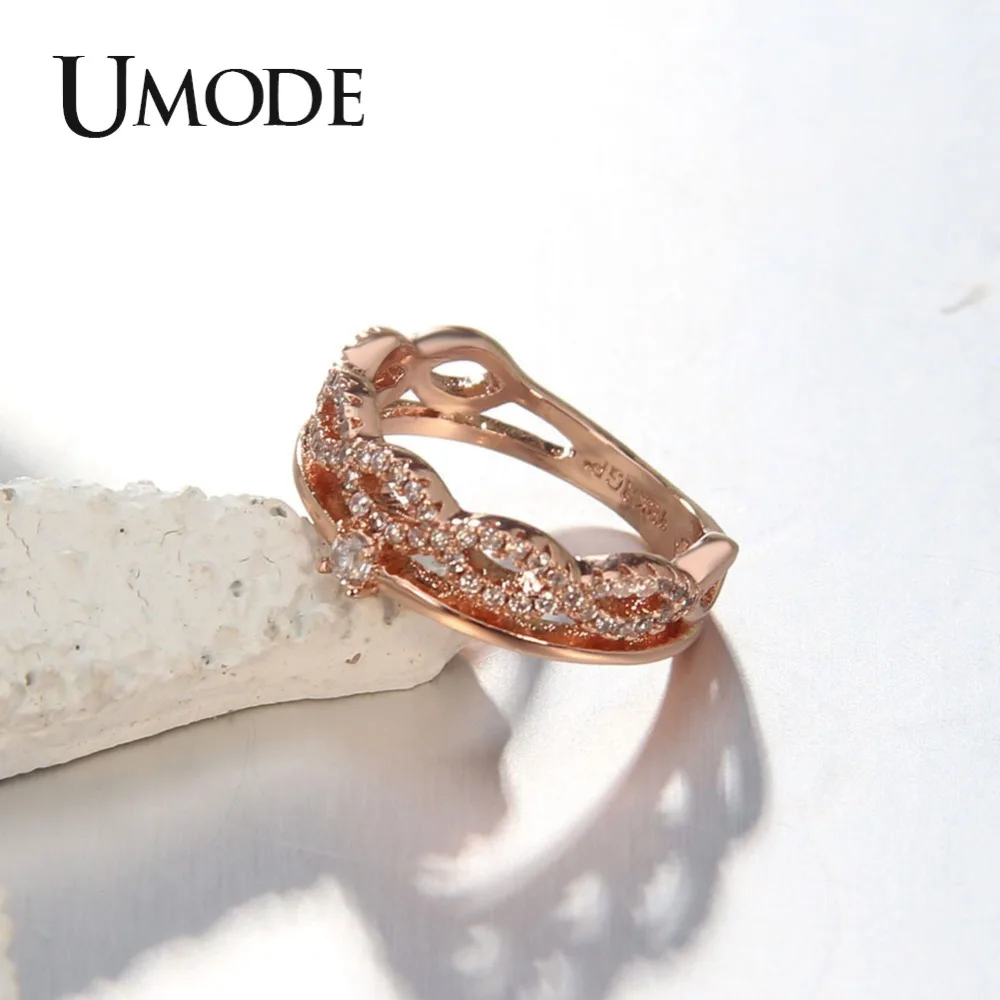 Женские обручальные кольца UMODE цвета розового золота с фианитом ювелирные