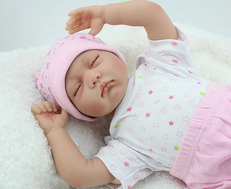 55 см силиконовые куклы reborn babies закрытые глаза спящие Новорожденные Детские