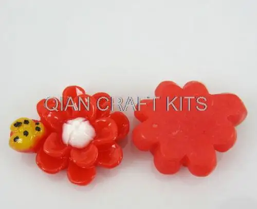 

set of 100Pcs Mixed Resin Flower Ladybug Flatback Cabochon Craft For Scrapbook 22.0mm sz0404