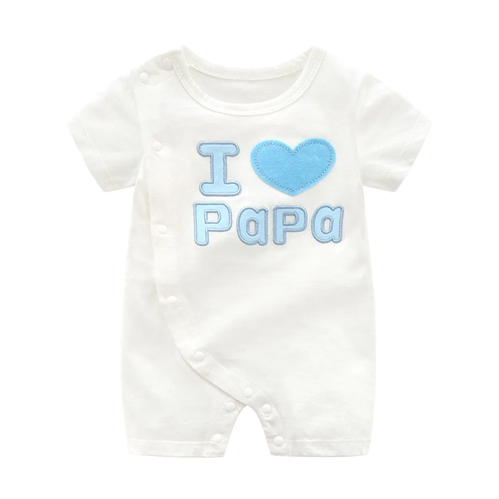 Короткий комбинезон с надписью I LOVE MAMA PAPA для маленьких мальчиков 1 предмет